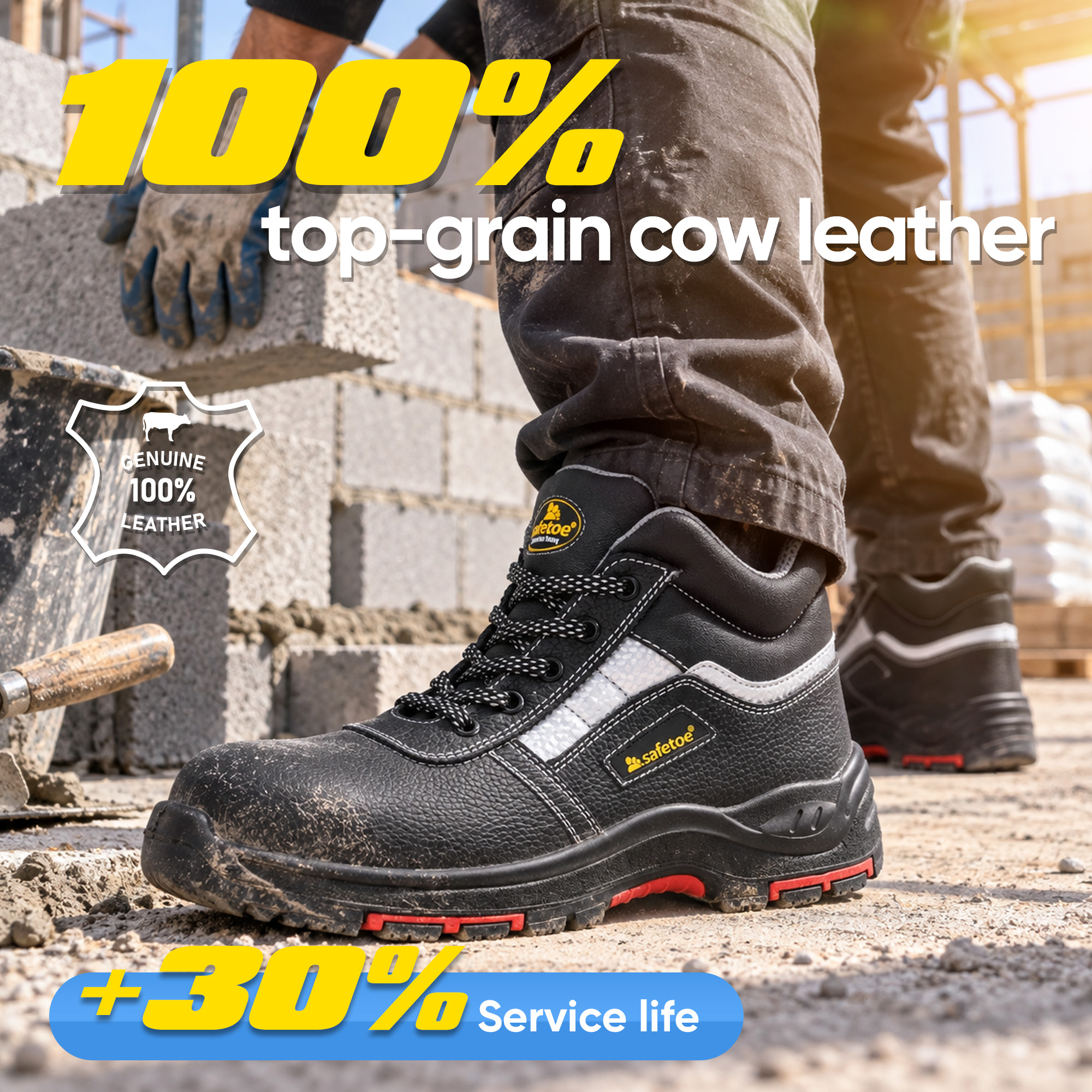 Chaussures de sécurité industrielle haut de gamme avec embout en acier et semelle en PU/caoutchouc résistant à la chaleur | M-8027PRST