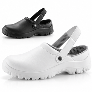 Chaussures de sécurité antidérapantes cuisine L-7096 blanches et noires