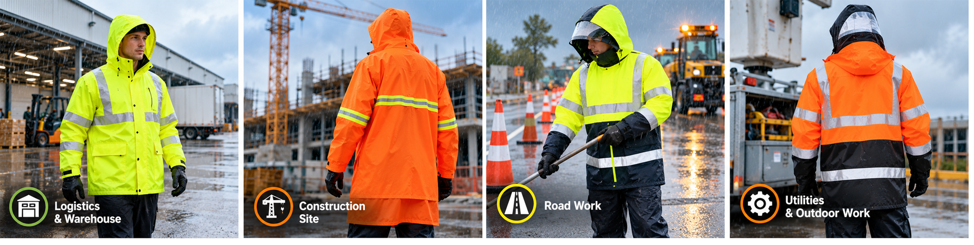 Vêtements de pluie haute visibilité Safeyear pour les travaux routiers de construction et les lieux de travail extérieurs