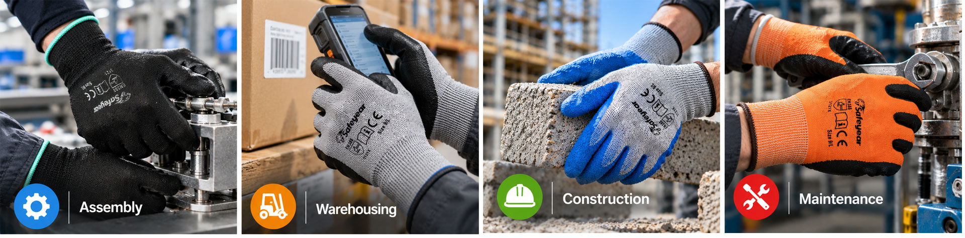 Gants de travail à usage général pour l'assemblage, l'entreposage, la construction et la maintenance