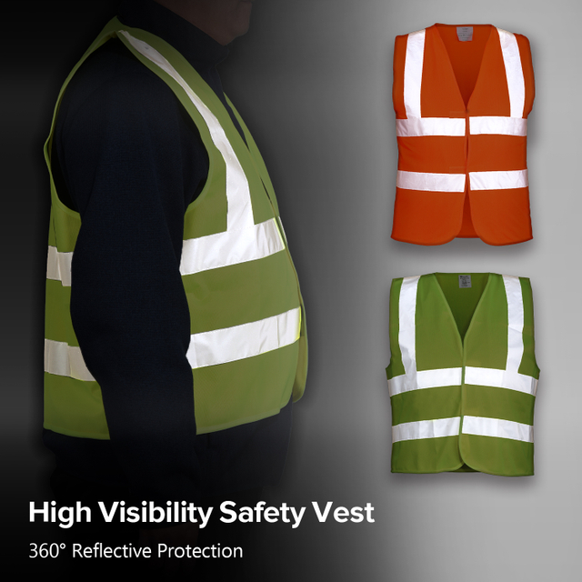 Gilet de sécurité réfléchissant haute visibilité jaune et orange | Gilet de travail léger EN ISO 20471